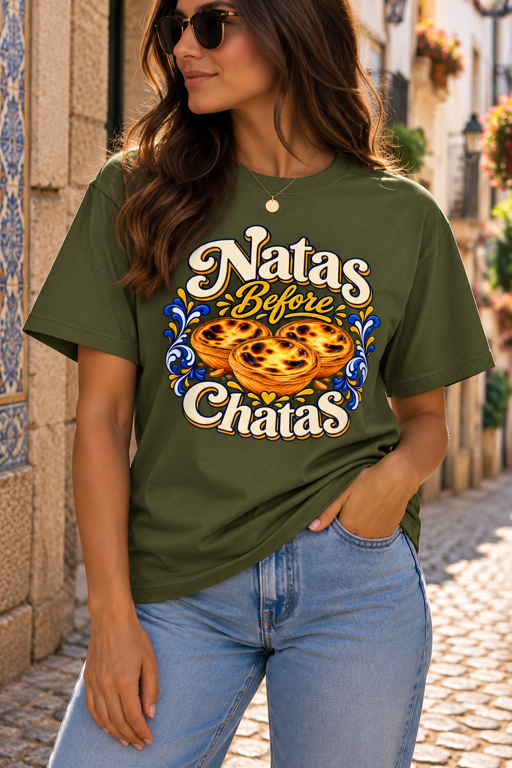 Natas Before Chatas Portuguese Graphic T-Shirt
