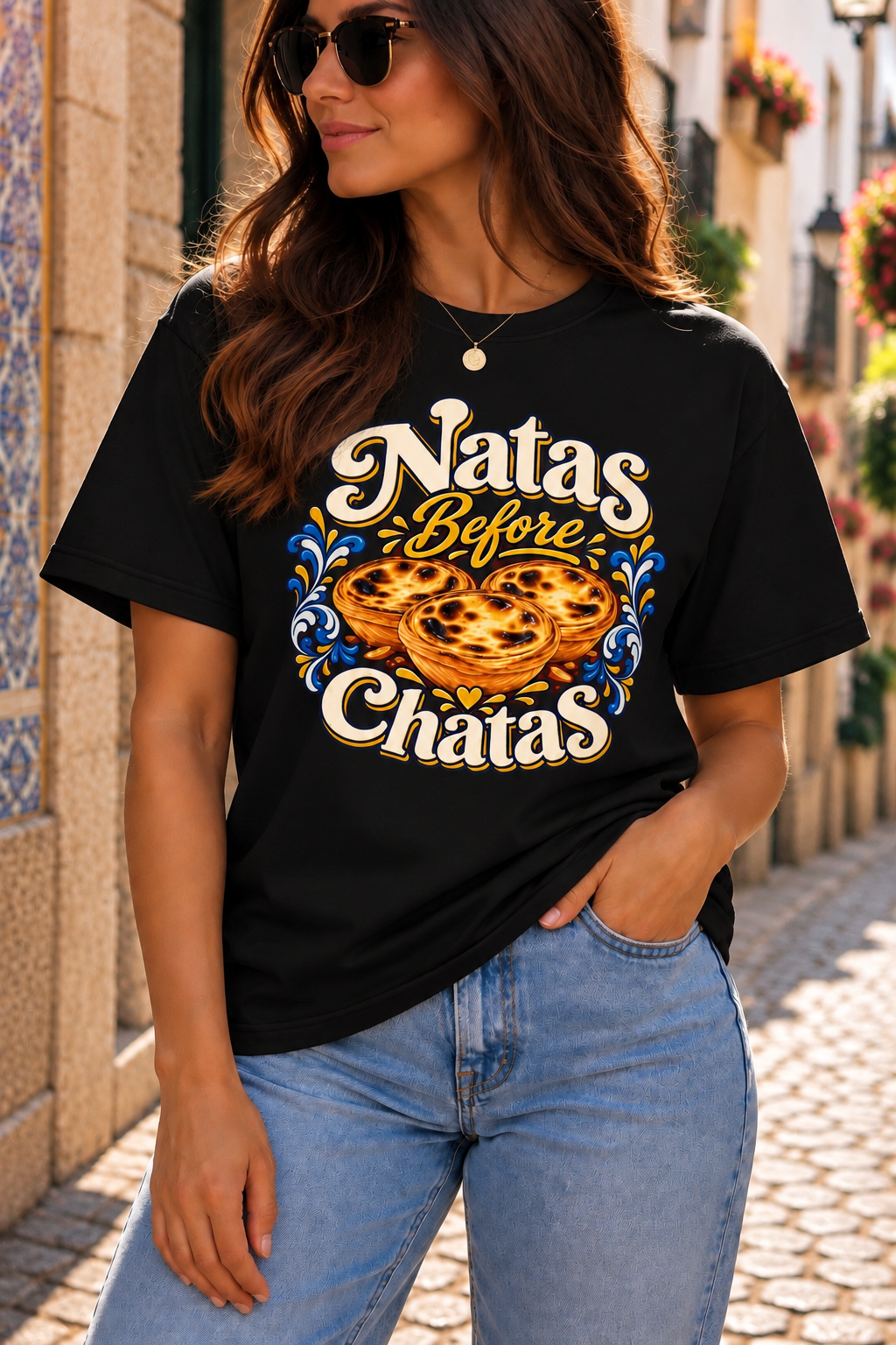 Natas Before Chatas Portuguese Graphic T-Shirt